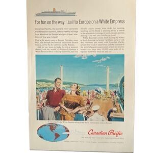 Vintage 1960 Canadian Pacific White Empress Ad Advertisment